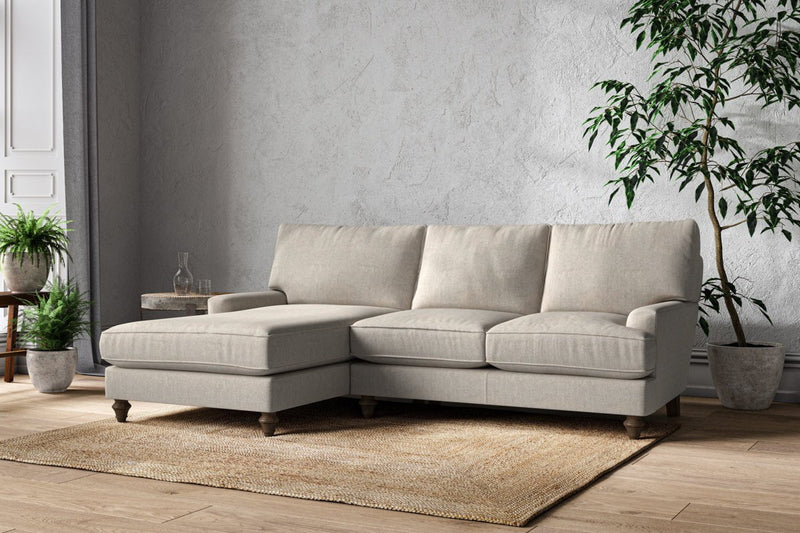 Nkuku MAKE TO ORDER Marri Large Left Hand Chaise Sofa - Brera Linen Natural