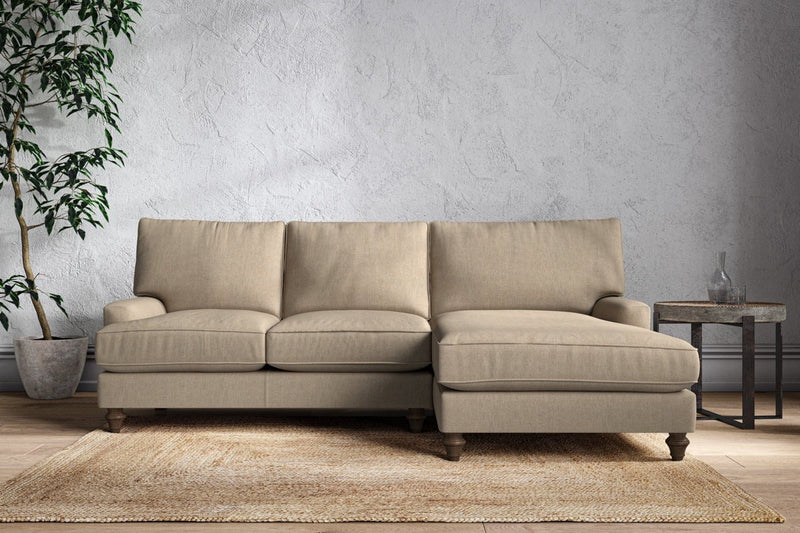 Nkuku MAKE TO ORDER Marri Large Right Hand Chaise Sofa - Brera Linen Pebble