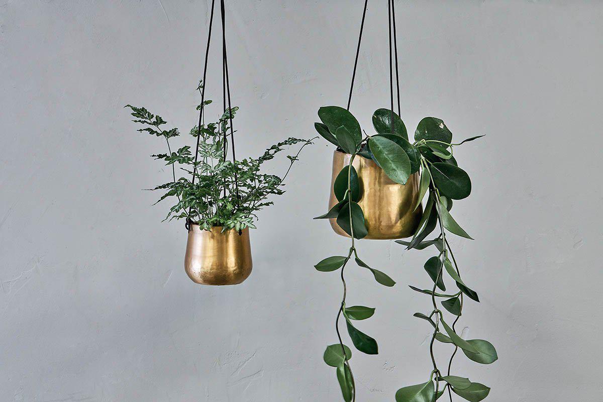 Atsu Brass Hanging Planter-nkuku