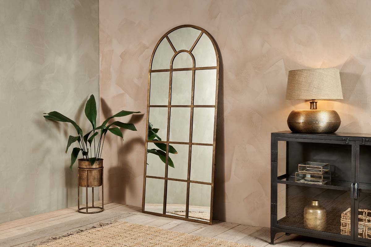 Imoma Iron Full Length Arch Mirror - Brass-nkuku