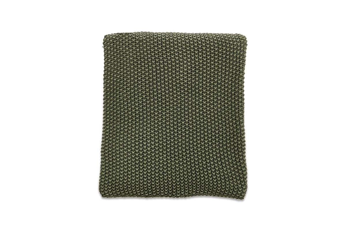 Moss Stitch Cotton Throw - Forest Green-nkuku
