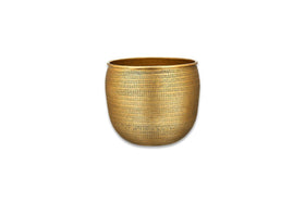 Tembesi Etched Planter - Antique Brass-nkuku
