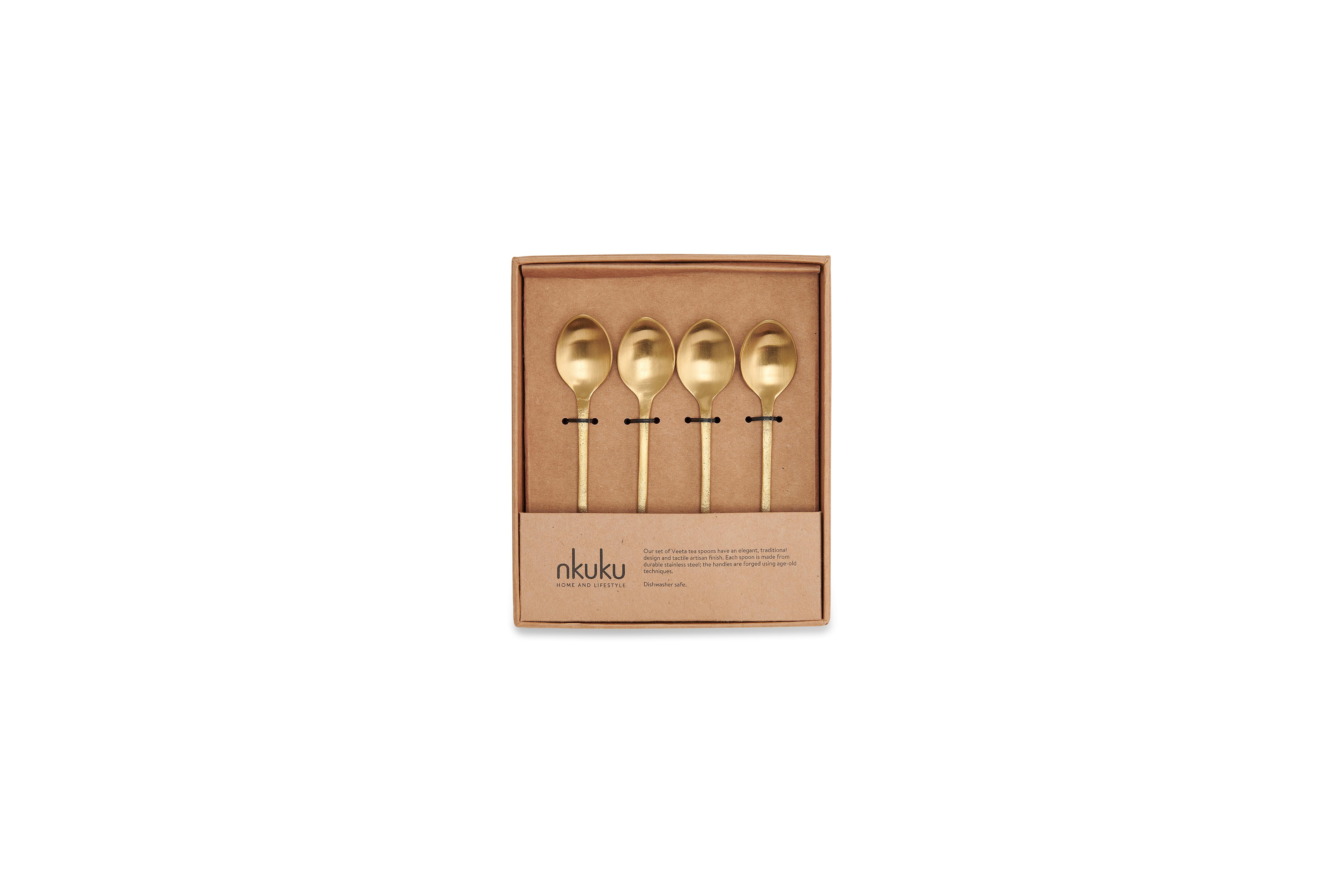 Veeta Teaspoon Set - Brushed Gold (Set of 4)