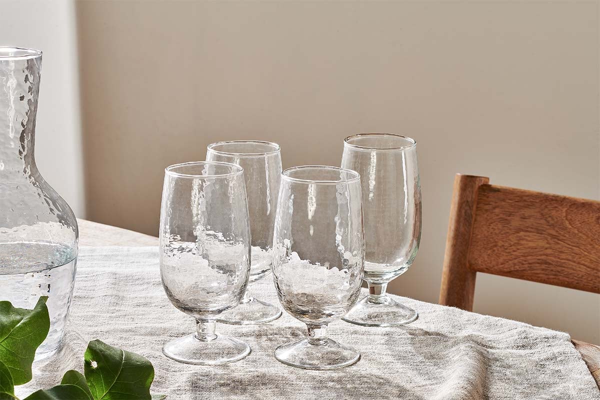 Yala Hammered Glass - Clear (Set of 4)-nkuku