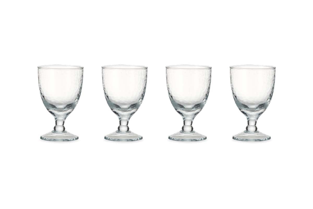 Yala Hammered Wine Glass - Clear Glass (Set of 4)-nkuku