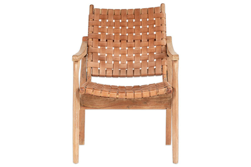 nkuku CHAIRS STOOLS & BENCHES Adembi Woven Leather Armchair