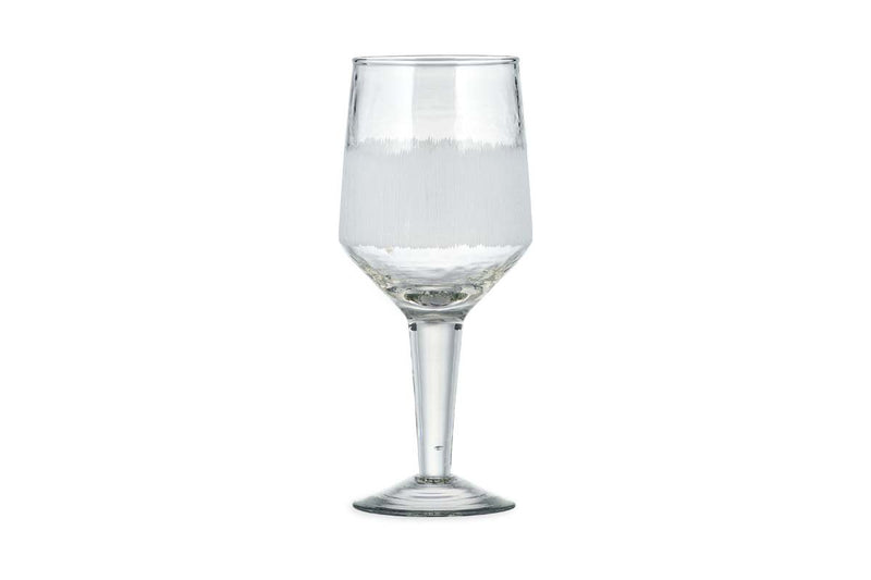 Nkuku GLASSWARE Anara Etched Wine Glass - Clear - Set of 4 - Large