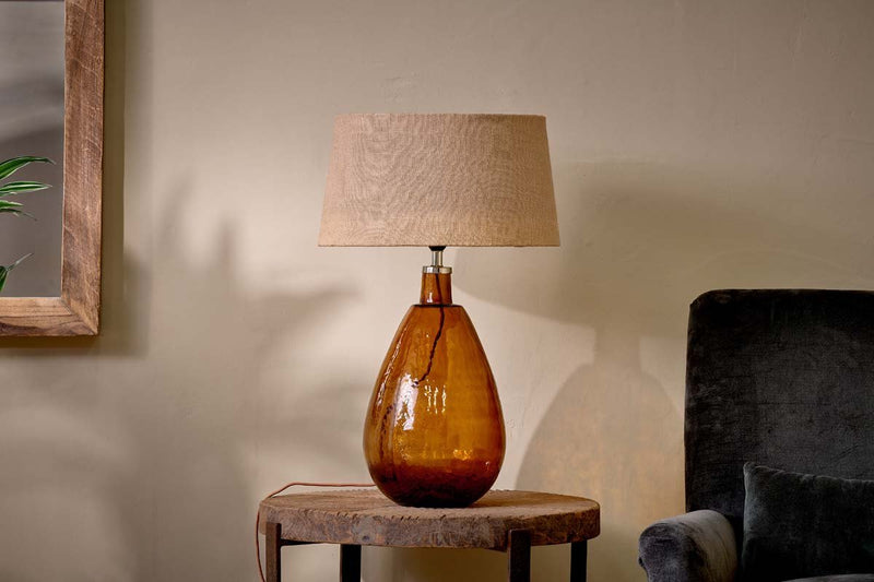 Nkuku LIGHTING Baba Glass Lamp - Burnt Amber - Large Tall