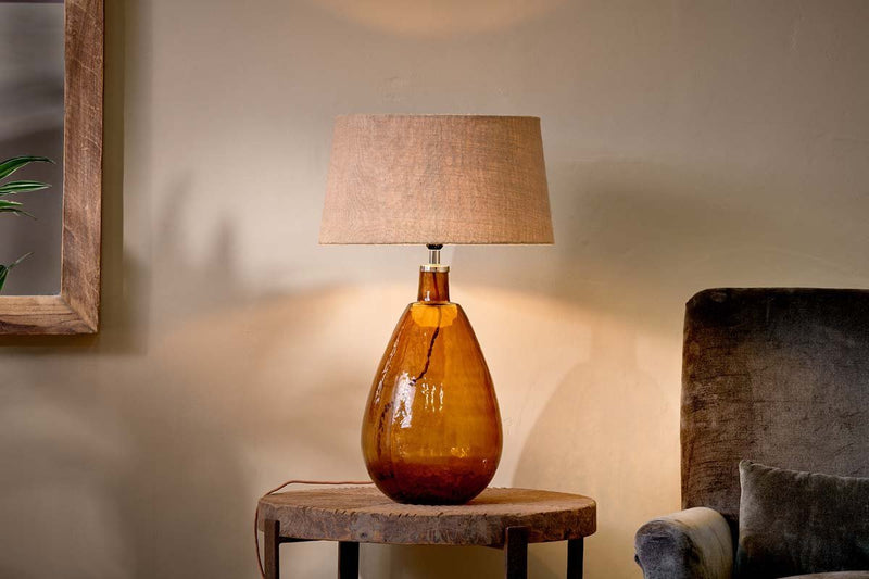 Nkuku LIGHTING Baba Glass Lamp - Burnt Amber - Large Tall