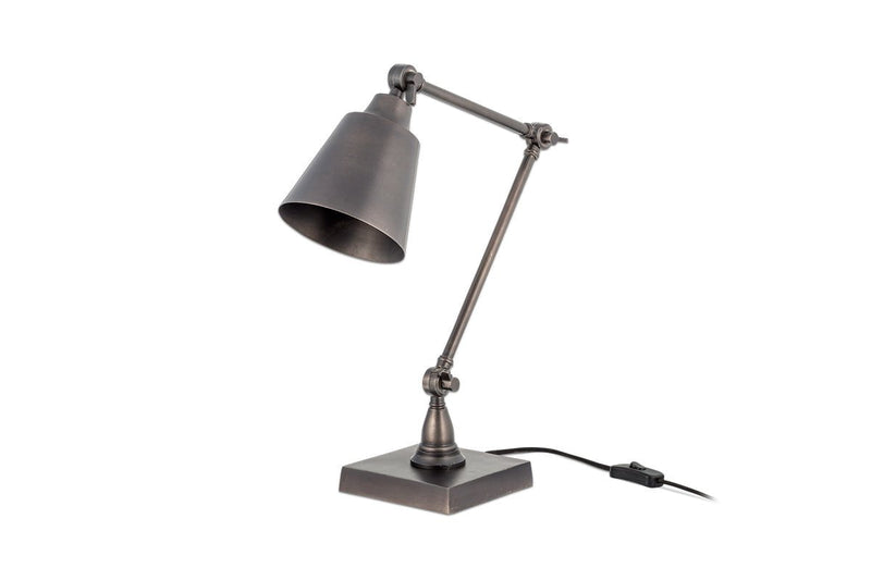 nkuku LAMPS AND SHADES Bakir Metal Task Desk Lamp - Antique Bronze