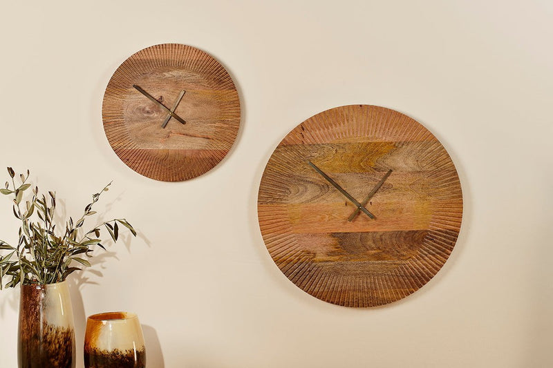 nkuku MIRRORS WALL ART & CLOCKS Eady Mango Wood Clock - Small
