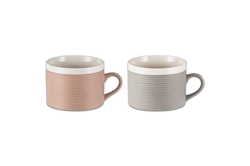 nkuku TABLEWARE Faiz Mug - Terracotta & Grey - Set of 2