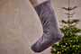 Nkuku CHRISTMAS DECORATIONS Karru Cotton Velvet Stocking - Charcoal