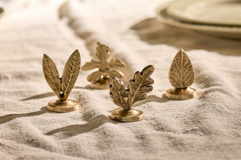 Nkuku KITCHEN & DINING ACCESSORIES Leaf Brass Place Card Holders