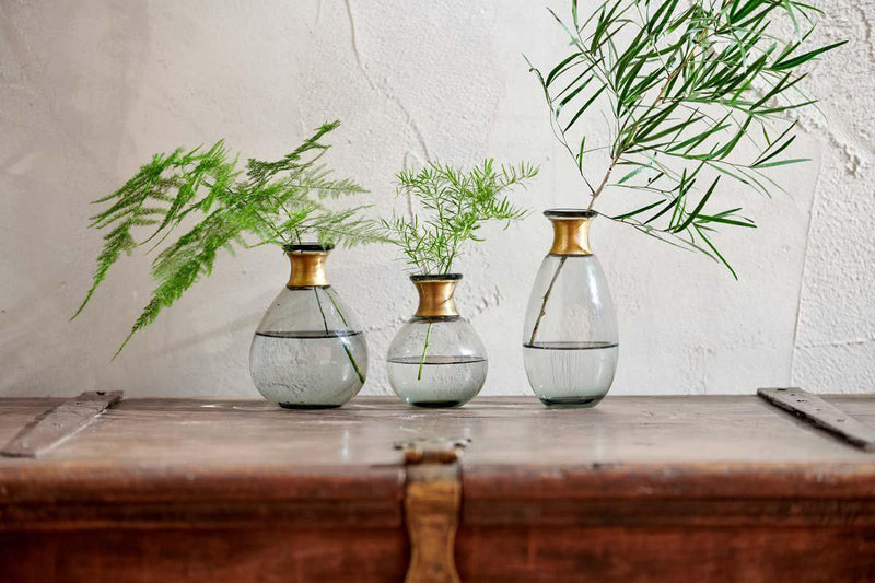 Nkuku Vases & Planters Miza Mini Glass Vase - Smoke