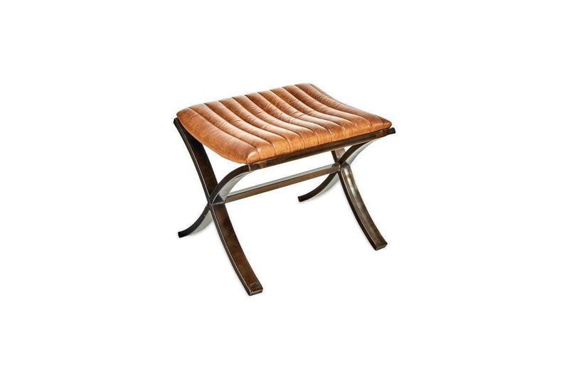 Nkuku Furniture Narwana Ribbed Leather Footstool
