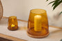 nkuku CANDLES HOLDERS & LANTERNS Sikkim Marble And Recycled Glass Lantern - Amber