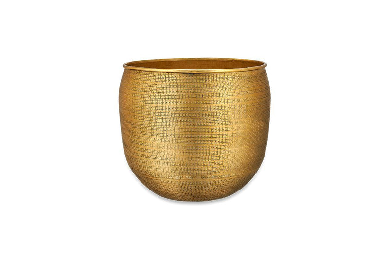 Nkuku Vases & Planters Tembesi Etched Planter - Antique Brass