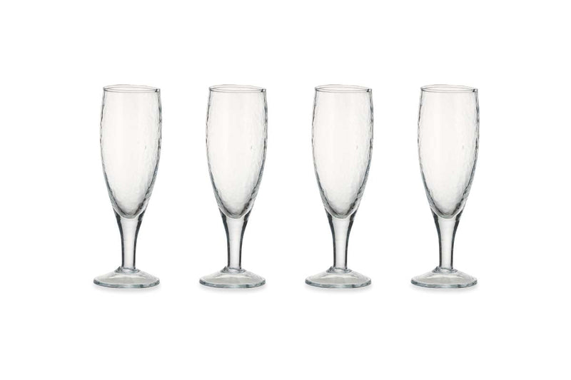 Nkuku Glassware Yala Hammered Champagne Glass (Set of 4)